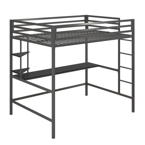 Novogratz Maxwell Metal Loft Bed with BuiltinDesk by Novogratz